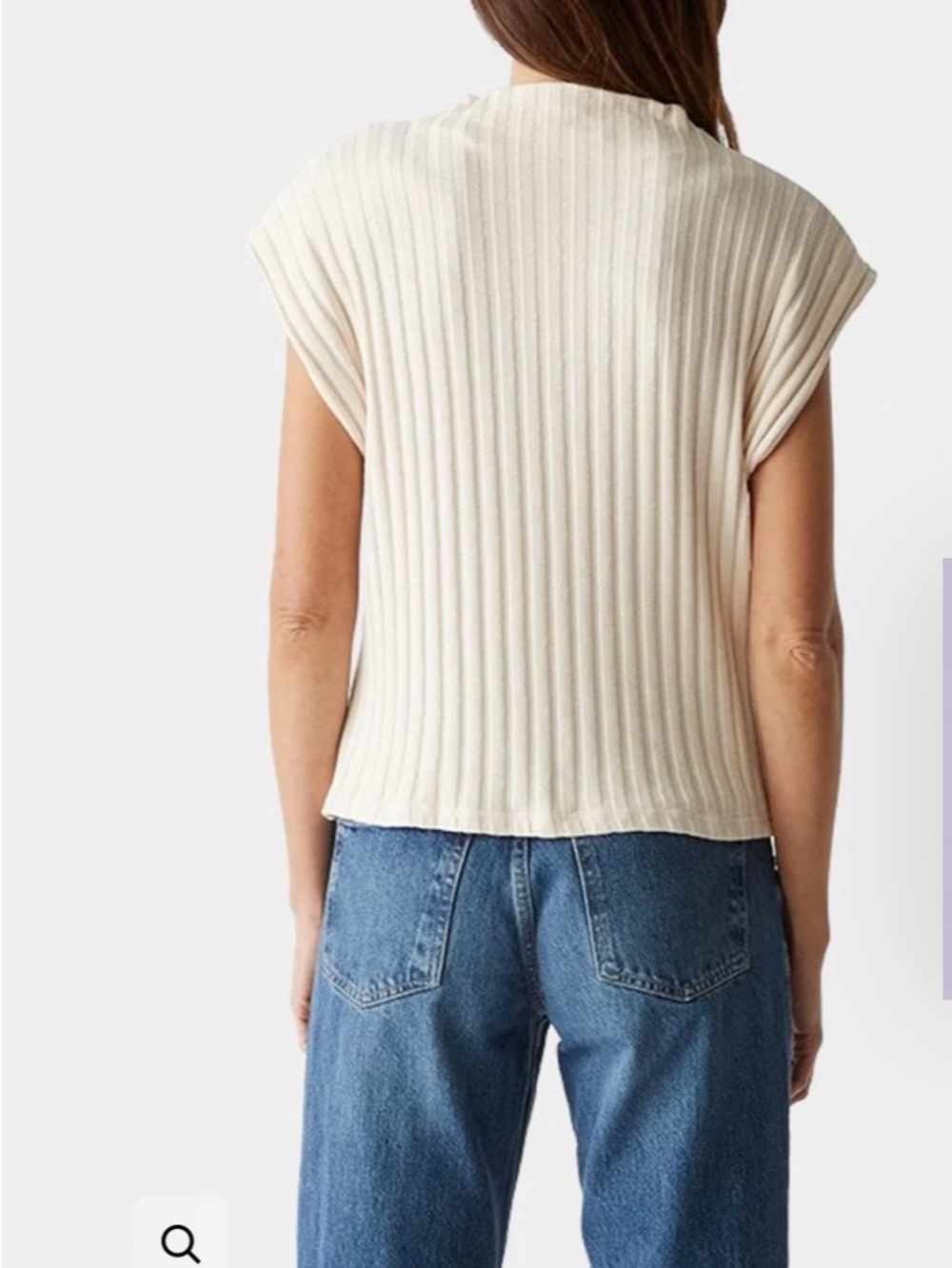 Michael Stars Chalk Ribbed Nara Mock Neck Top - Picture 2 of 8
